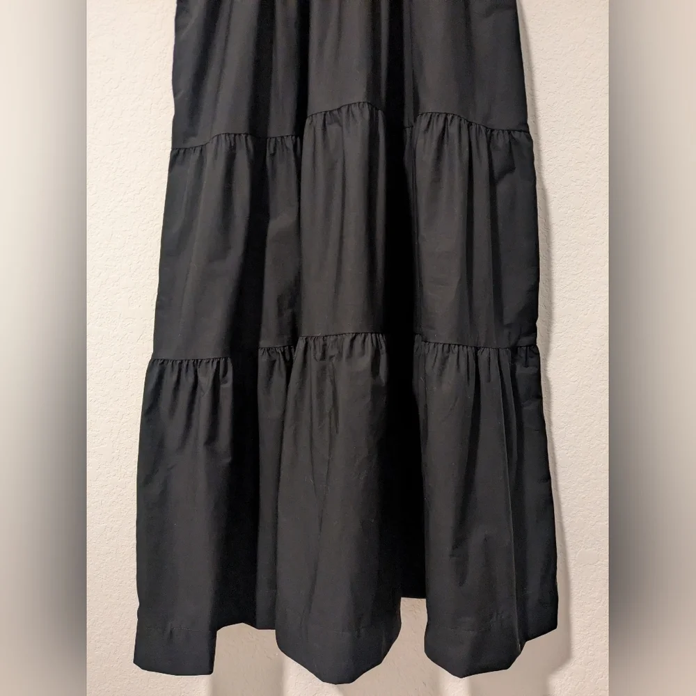 Anthropologie Black Cotton Short Sleeve Tiered A-Line Somerset Maxi Dress LG - Picture 8 of 11